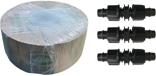 점적테이프 두께0.2T 구멍간격15cm 길이500m + (사은품 점적연결구 3개) 점적호스 관수자재, 1개