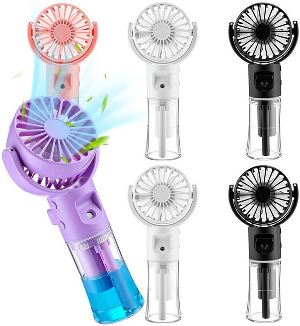 ZeahVeyora 6 Pack Handheld Portable Misting Fan 4 Speeds Rechargeable Battery Operated Fan with Wa, Colorful