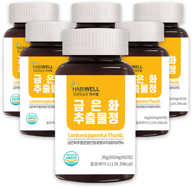 하비웰 금은화 추출물정 600mg X 60정, 6개