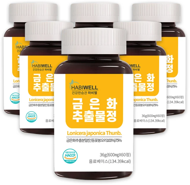 하비웰 금은화 추출물정 600mg X 60정, 6개 - 쿠팡