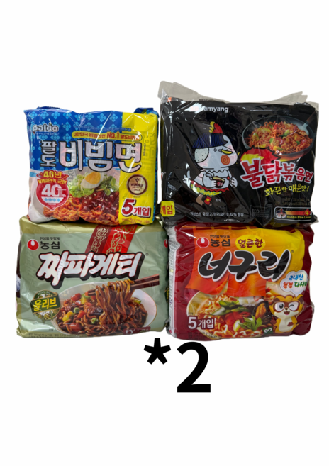 (장우) 삼양 불닭볶음5입+농심짜파게티5입+농심 얼큰너구리5입+팔도 비빔면5입, 40개