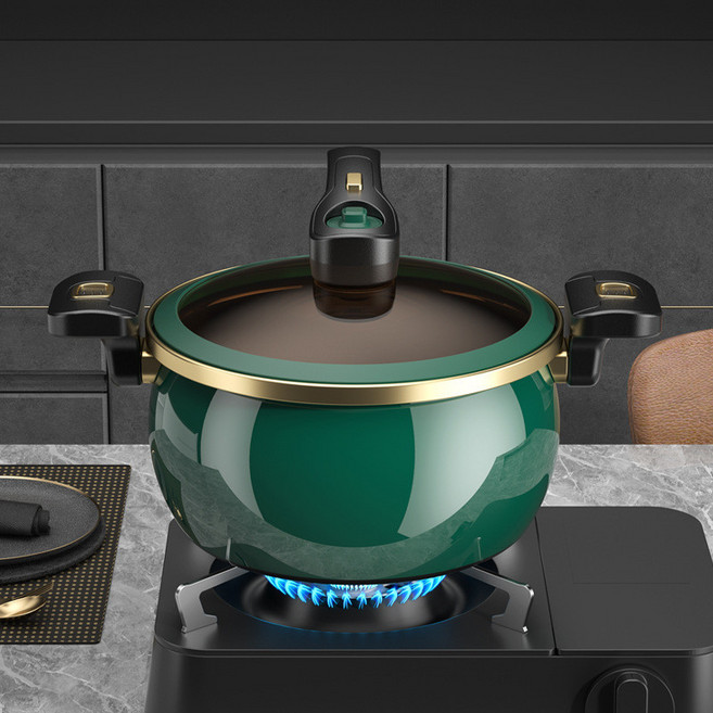 저압냄비 저압력솥 저압솥 저압력진공냄비 압력찜솥 인덕션저압냄비, 1개, 다크 그린 7L(27x14.5cm), 7L