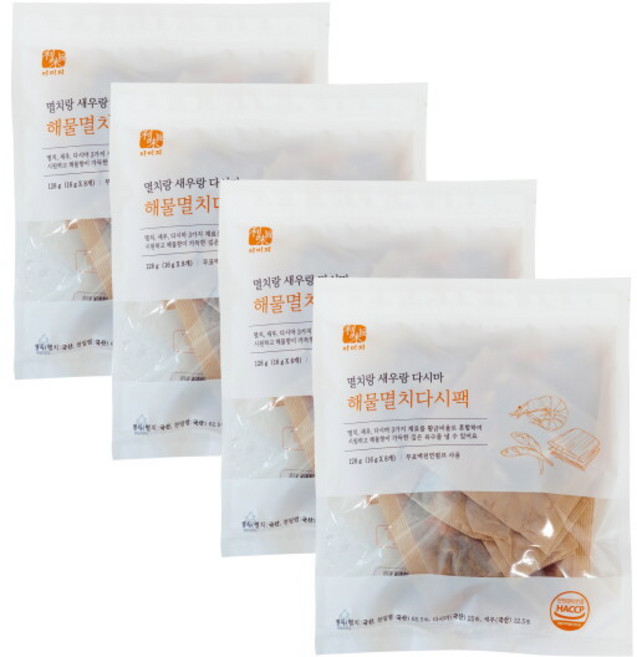 [석하] 해물멸치 다시팩 4봉(봉당 8팩), 4개, 120ml