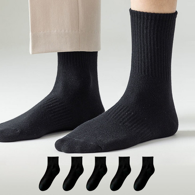 애플민트 남성 중목 양말 베이직 골지 밴딩