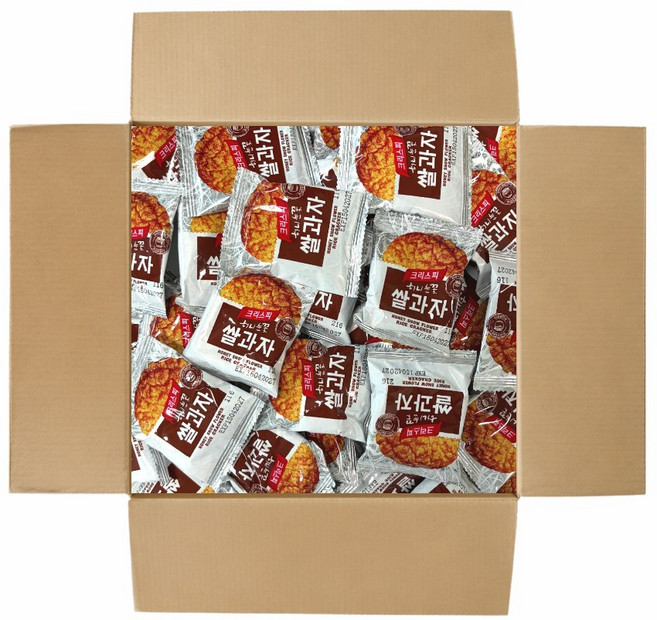 크리스피 허니눈꽃 쌀과자 사무실 간식 대용량 개별포장 100개, 7g