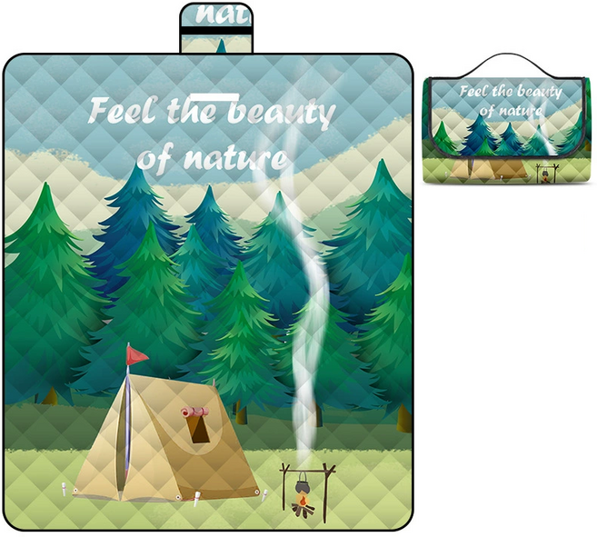 체리닷컴 고급명화 휴대용 방수 피크닉 돗자리 매트, 캠핑