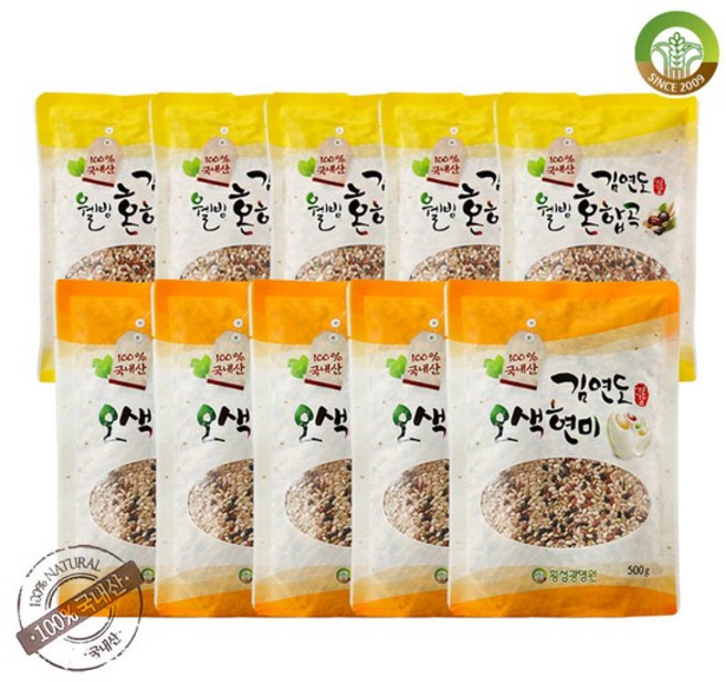 [김연도혼합곡] 혼합곡 500g x 5봉+오색현미 500g x 5봉, 없음