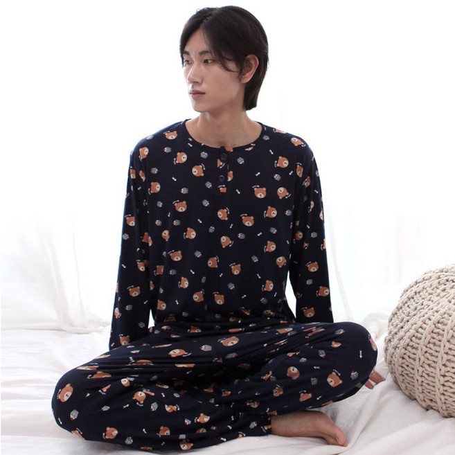 캐릭터 긴팔 잠옷 세트 남성 여성 파자마 커플 빅사이즈 상하의 홈웨어 세트