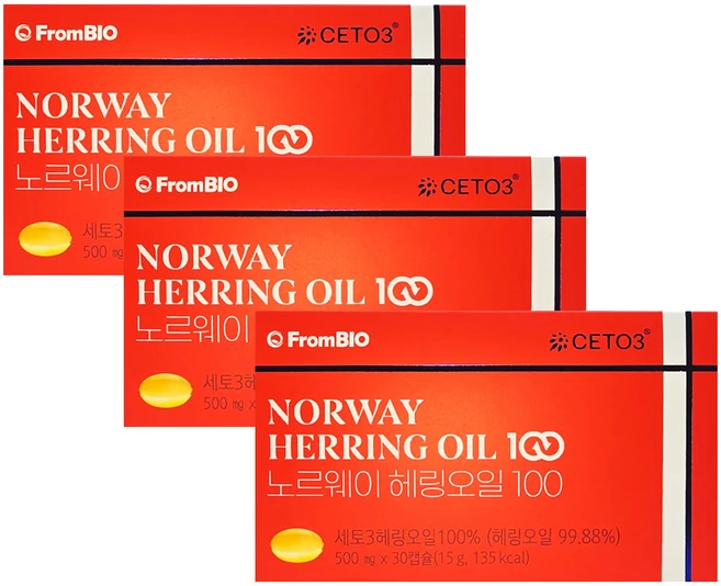 [FromBIO] 프롬바이오 노르웨이 헤링오일 100 / Norway herring oil 북유럽 오메가11 세토3, 3박스, 30정 - 쿠팡
