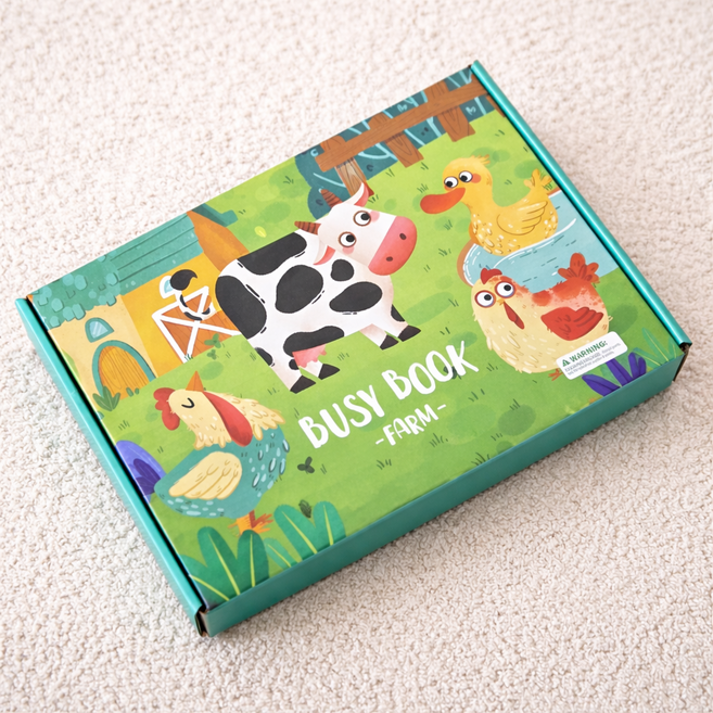 노벨랜드 유아 몬테소리 비지북 붙였다떼기 학습교구 두뇌놀이 DIY 활동북 4종 어린이집 단체선물, 03)농장, 1개