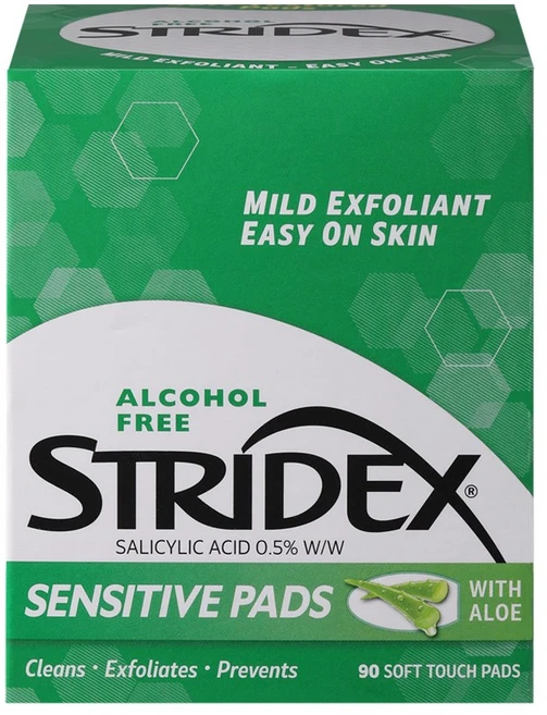 Stridex 센스티브 패드 90매 핌플 모공 각질 블랙헤드 피지제거 클렌징티슈, 90매입, 1개 - 쿠팡