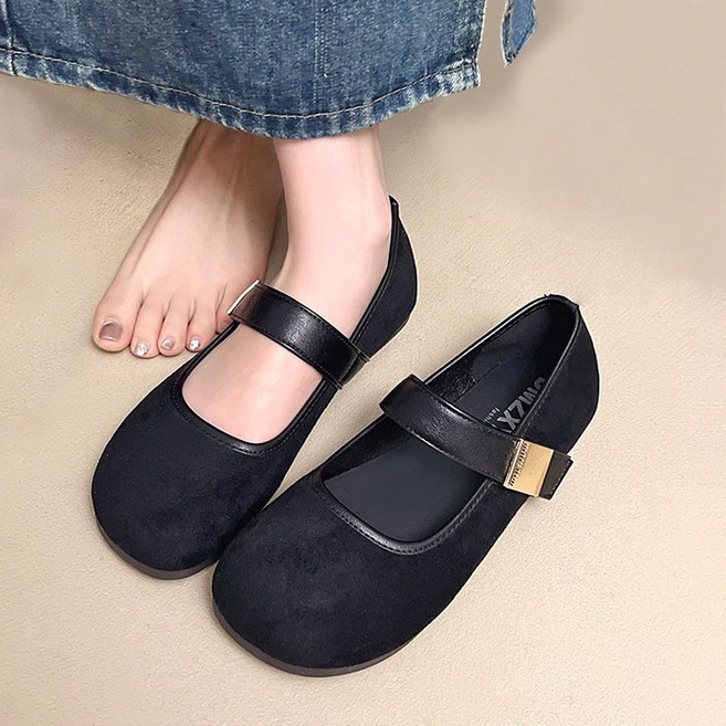 Modern Fashion 여성 벨크로 단화 빈티지 로퍼 D49