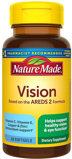 자연은 AREDS 2 포뮬러 루테 제아잔틴이 함유된 눈 C E 아연 및 구리로 한 기능 지원 소프트젤 60개 30일 공급, No Artificial Flavors, 60 Count (Pack of 1), 1, 60