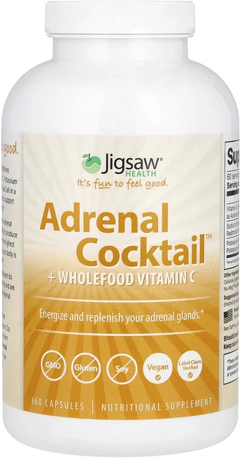 Jigsaw Health Adrenal Cocktail + 천연 비타민C 캡슐 360정, Jigsaw Health Adrenal Cockt..., 1개 - 쿠팡