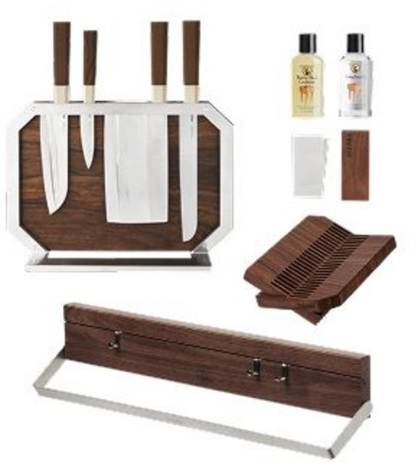 [BEST 기획] 월넛 풀 세트, [도마 2개] 도마+킬4종+키친행거+비누거치대