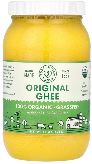 Pure Indian Foods 100% 유기농 목초 사육 오리지널 기 425g(15oz) 1팩, 425g, 1개