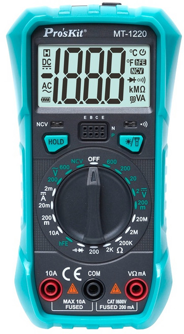 Pro'skit 寶工 MT-1220 MT-1236 三用電錶 萬用電錶 真有效值, 1個, MT-1220 手動量程 hFE,附统編