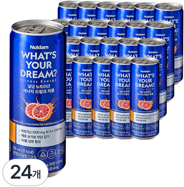 널담 뉴트리션 에너지드링크 자몽 1캔 (355ml) 에너지음료 피트니스 선물 답례품, 24개입, 355ml