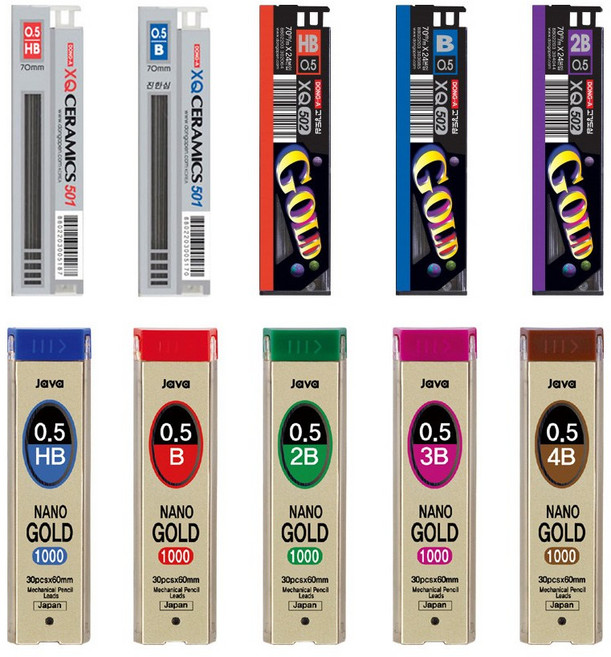 자바 나노골드 샤프심 / 동아 세라믹 샤프심, 02) 골드 샤프심, HB 0.5mm (12개입)