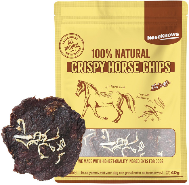 바프독 노즈노우즈 크리스피 칩스 캥거루 말 칠면조 돼지 소 바삭한 강아지 수제 간식, 1개, 40g, 홀스칩(말)
