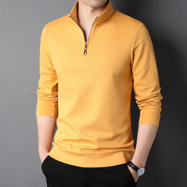 Luspirez 중년 남성 면소재 긴소매 골프티 카라티