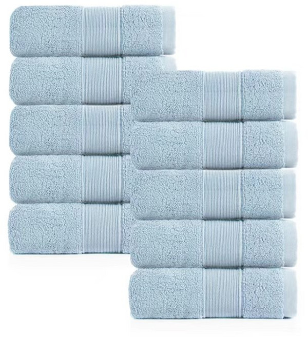 록신 호텔수건 라인보더 200g 40수 코마사, 민트블루, 10개