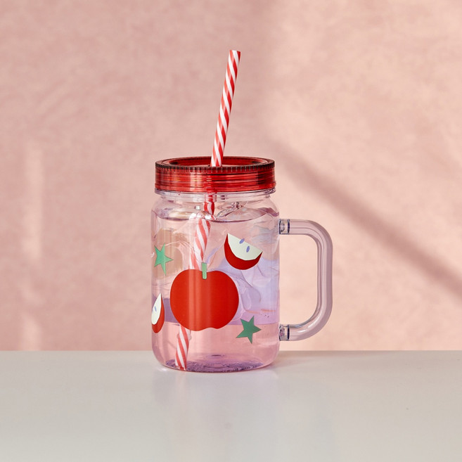 [모던하우스 광주역점] 팝팝프루츠 빨대 텀블러 580ML 레드_MARSWATER, 1개, 사진참조