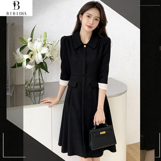 비비디아 여성 플리츠 카라 원피스 벨트 투피스느낌 정장 원피스 하객룩 5566