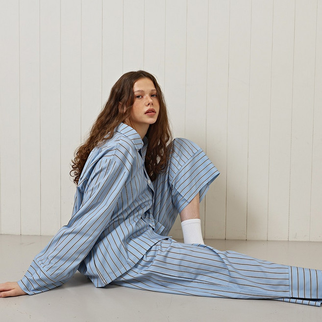 오셀픽 스탠다드 뉴욕 긴팔 파자마 세트 여성 남성 잠옷 커플 홈웨어