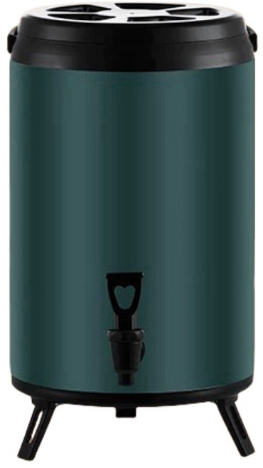 不鏽鋼保溫保冰桶 奶茶桶 飲料桶, 綠色[升級內膽 ],10L[內容量8L], 1個