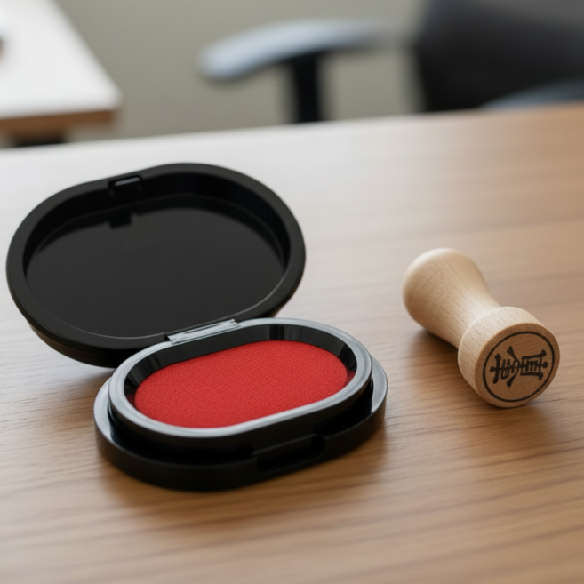 리코비 손에 묻지 않는 깔끔 인주 휴대용 도장 스탬프, 1개