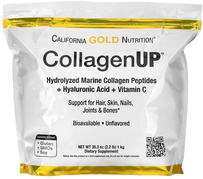 California Gold Nutrition 캘리포니아 골드 뉴트리션 콜라겐 업 히알루론산 비타민C 함유 206g 2팩, 1kg, 1개 - 쿠팡