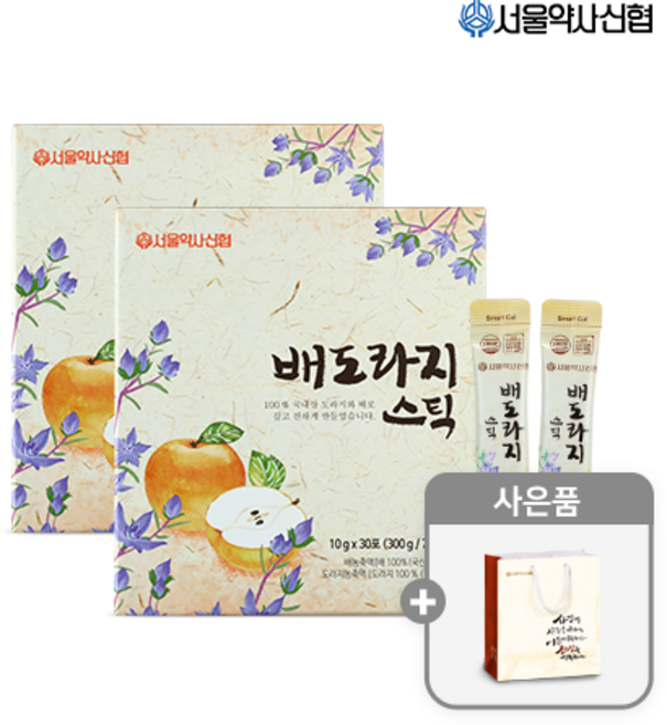 국내산 배도라지 스틱 30포 2세트 (쇼핑백 포함), 300g, 2개