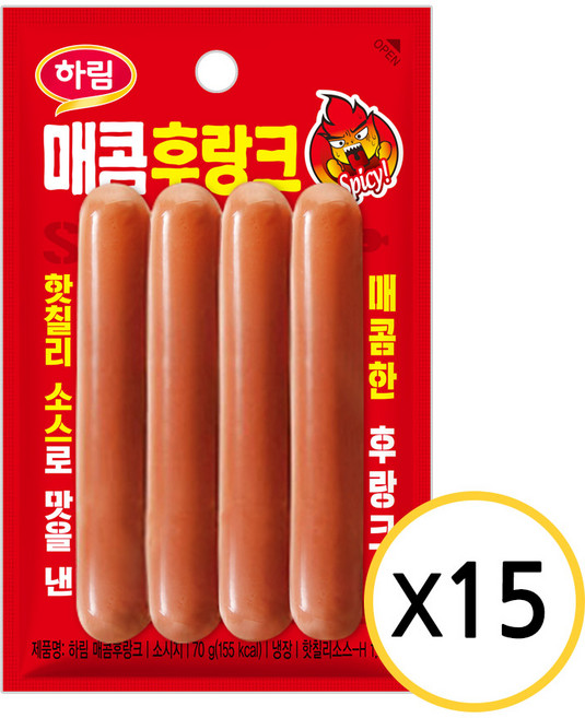 하림 매콤 후랑크 70g, 15개