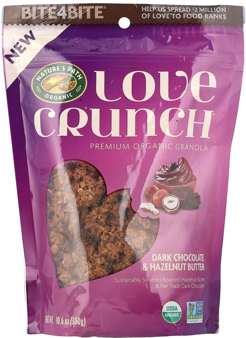 Nature's Path Love Crunch® 프리미엄 유기농 그래놀라 다크 초콜릿 및 헤이즐넛 버터 맛 300g(10.6oz) Path (네이처스 패스), 1개, 300g