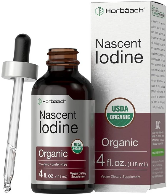 Horbaach Nascent 요오드 드롭 118.3ml(4액량 온스) 유기농 액체 팅크 보충제 요오드화 칼륨 비건 GMO 프리 글루텐 프리, Horbaach Nascent 요오드 드롭 118.3m, 1개 - 쿠팡