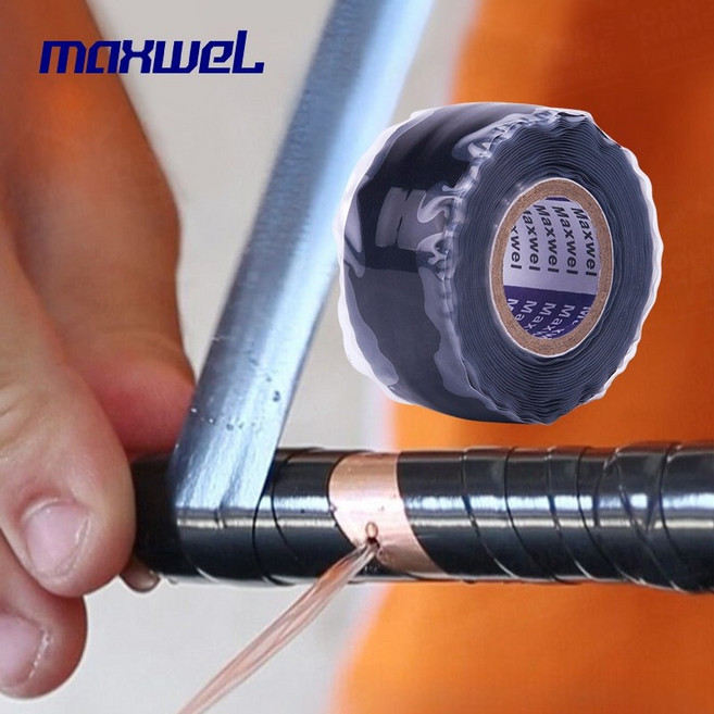 MAXWEL矽膠高壓防水絕緣膠帶 高柔韌高延展 耐高低溫防水 止水帶 止洩帶 水龍頭止漏, 1個