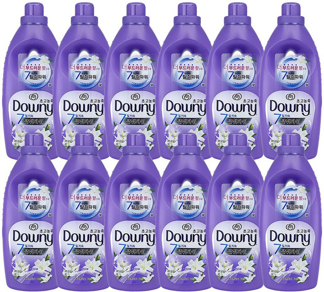 다우니 초고농축 7일 지속 탈취파워 섬유유연제 화이트티와 릴리 본품, 1L, 12개