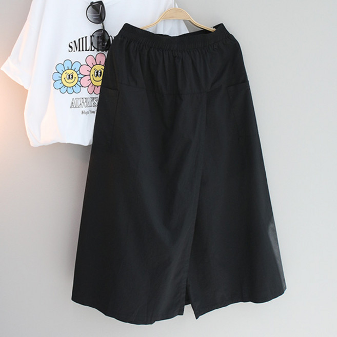 달콩 제이코튼랩치마바지 여성용 하의 치마바지 롱기장 데일리룩 빅사이즈 허리밴딩