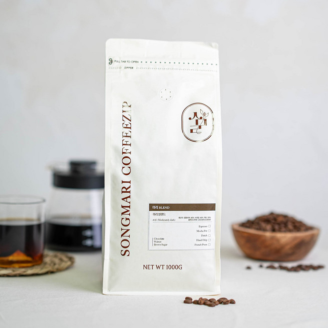 [당일로스팅]송마리커피집 산미없는 마리 블렌드 원두커피, 1개, 1kg, 홀빈(분쇄안함)