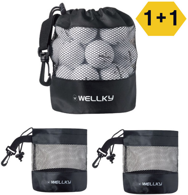 메리벨펀퍼니 골프공 보관 메쉬 파우치 거치형, 블랙, 2개