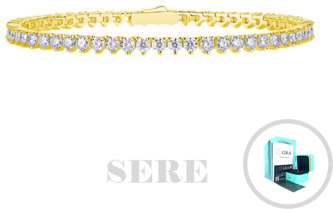 SERE 모이사나이트 3프롱 3mm 골드 테니스 팔찌 [GRA인증서/엑셀런트컷팅/D컬러/국내감별서/S925]