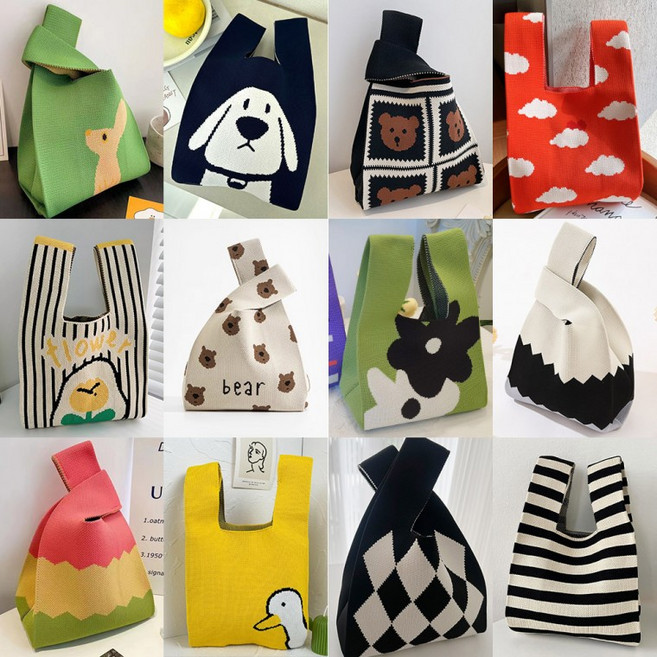 인기미니백*니트 손목가방/토트백/캐쥬얼가방/니트백/묶는가방/데일리백/손가방/캔버스백/에코백