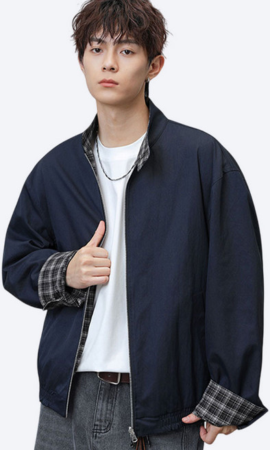 가르크시 해링턴 자켓 데일리 양면 무지 체크 바람막이 아우터 점퍼