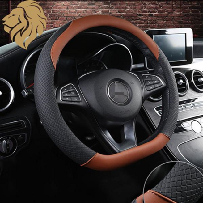 소울랜드 타공 D컷 QM6 전용 자동차 핸들커버, 웨이브 컬러플 브라운