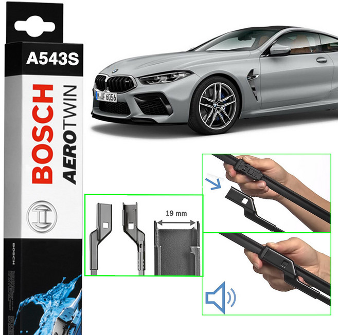 BMW M8 [F91 F92 F93] M850i 2019.11- 보쉬 전용 에어로트윈 와이퍼세트 A543S