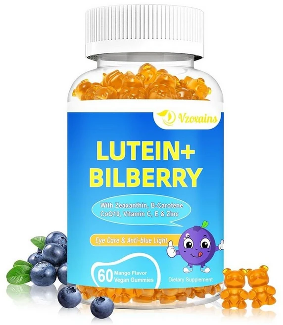 루테인 및 제아잔틴 젤리 20mg 빌베리 아스타잔틴 오메가 3 비타민 C E 함유 - 성인 및 아동용 무설탕 눈 건강 보충제 - 안구 건조증 시력 선명도 황반 지원, 60 Count (Pack of 1), 1, 60정 - 쿠팡