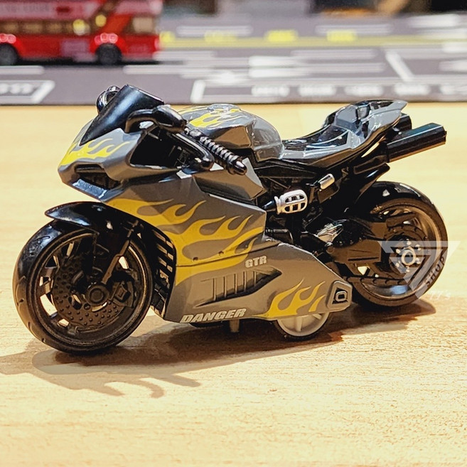 仿真迷你哈雷摩托車迴力車 合金摩托車 模型機車 小汽車玩具, 新款 火印仿賽-灰色, 1個