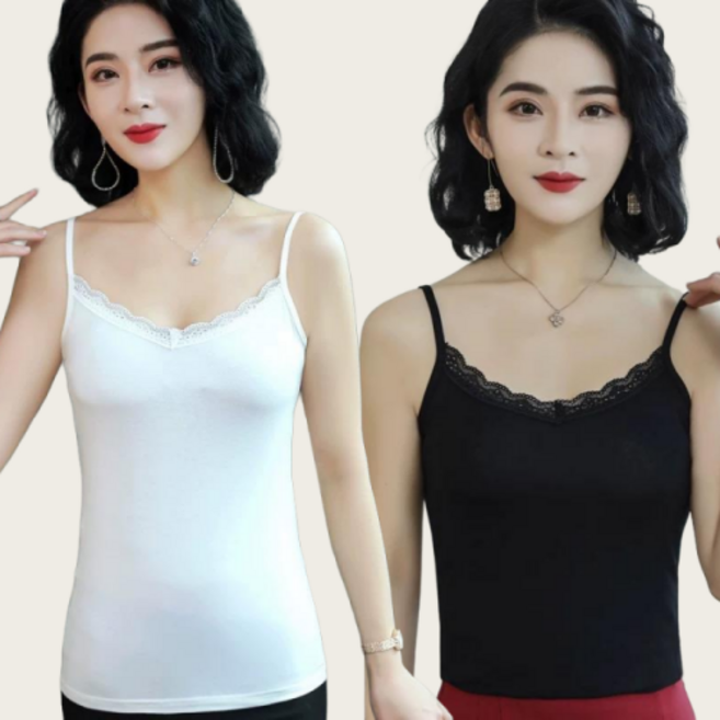 뚜라미 1+1 여성 레이스 나시 면민소매 이너 스판 런닝
