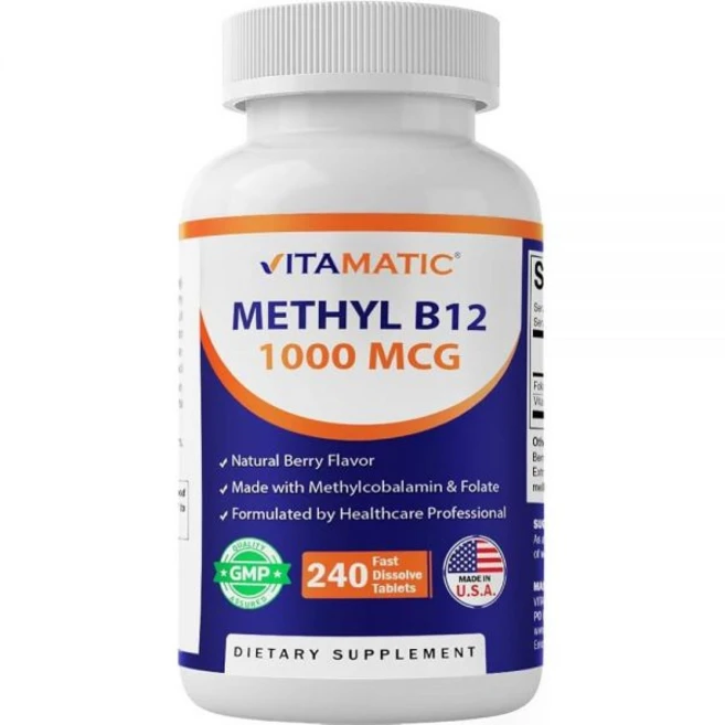 Vitamatic 비타마틱 엽산 메틸 B12 1000mcg 240정 태블릿 건강유지 영양제, 1개 - 쿠팡
